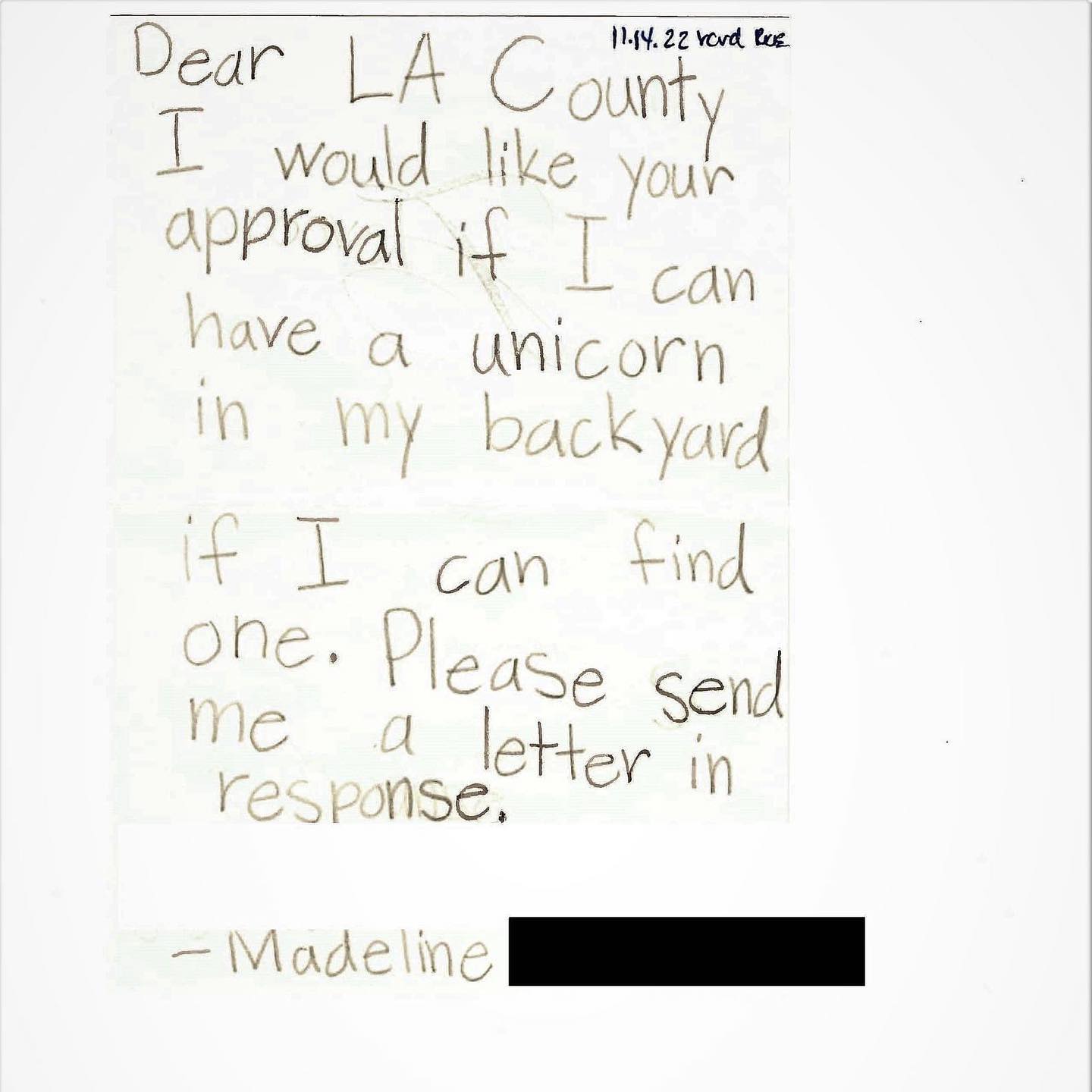 Madeline letter