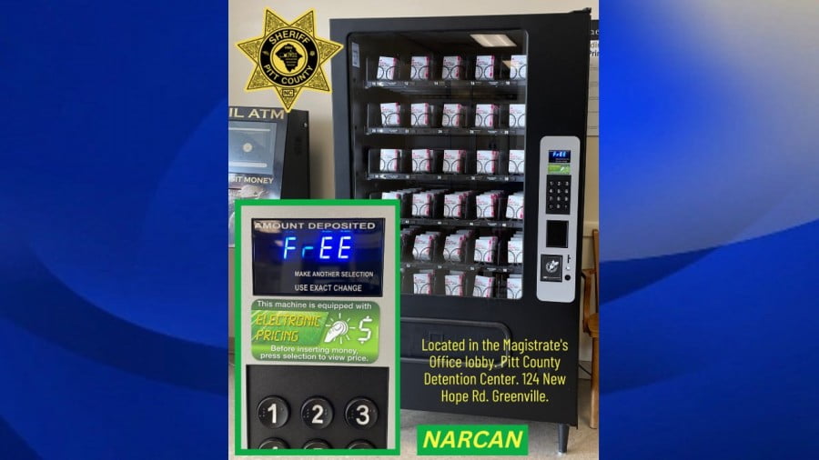 Narcan vending machine at Magistrates Office Pitt County Sheriffs Office photo