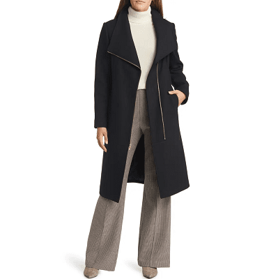 cole haan asymmetric zip coat