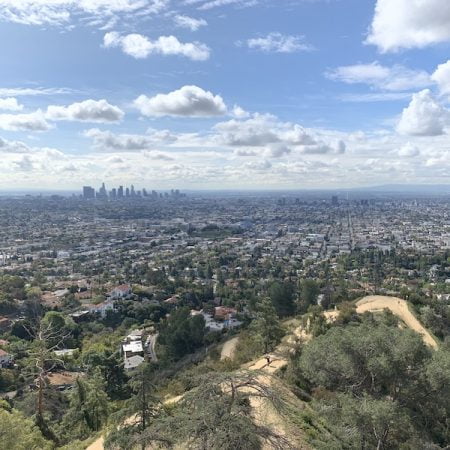 los angeles skyline with clouds