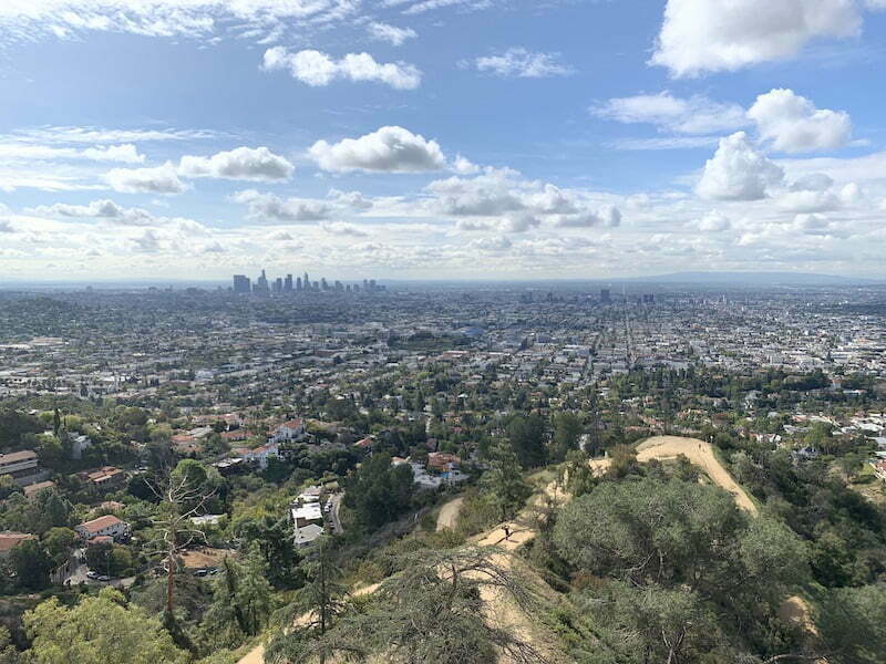 los angeles skyline with clouds